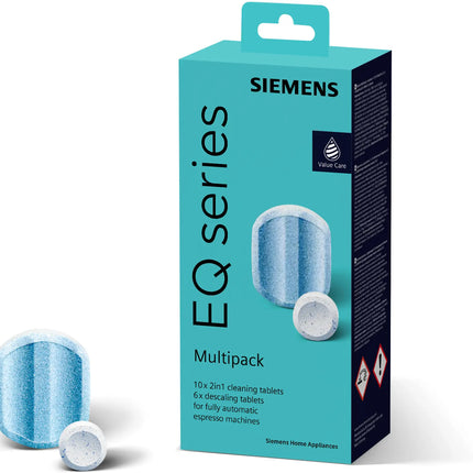 Siemens Multipack Entkalkung/Reinigung - 6 Entkalkungstabletten, 10 Reinigungstabletten passend für Kaffeevollautomaten der EQ Reihe, sowie Einbauvollautomaten